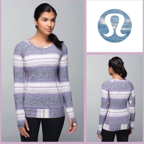 Lululemon Race Your Pace Striped Long‎ Sleeve Athletic Active Top 2 - Picture 1 of 11